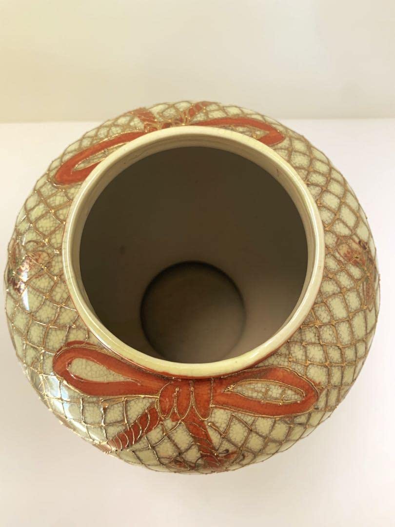 Amazon.co.jp: 骨董時代もの金の網目に蝶々花瓶花入古い物古い花瓶